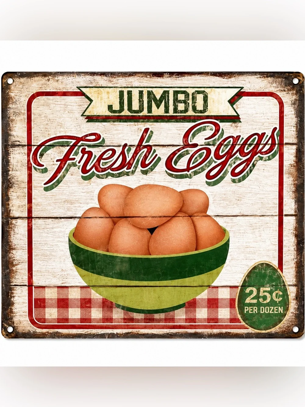 NEW Heavy Duty Steel Jumbo Fresh Eggs Metal Sign